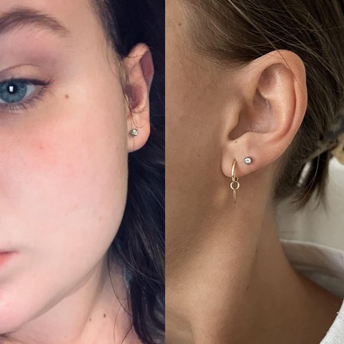QWALIT 2 Pairs Ear Piercing Gun Kit with Self Piercing Earrings and Disposable Earring Gun