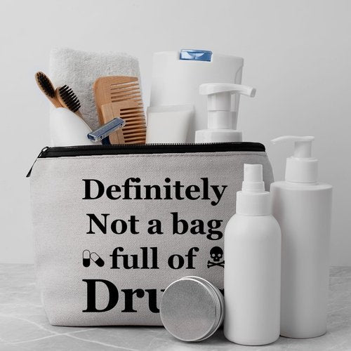 CLHHM Funny Medicine Zipper Makeup Bag Not A Bag Full of Drugs Travel Cosmetic Pouch Nurse Practitioner Friends Sister Toiletry Bags for Large Capacity