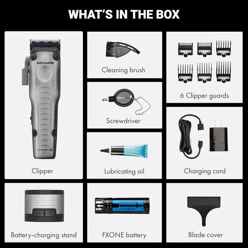 BaBylissPRO FXONE LO-PROFX Cordless Clippers for Men - Interchangeable Battery Design