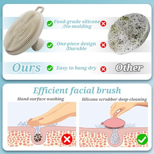 GEENOA Silicone Face Scrubber 4PCS, Manual Face Scrubber Exfoliator with Soft Bristles and Non-Slip Handle, Gentle Facial Scrubber Face Brush for Super Lathering & Deep Cleansing(4Colors)