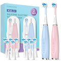 FUMEIKANG Kids Electric Toothbrushes 2 Pack Smart Sonic Toothbrush for Boys and Girls 3 4 5 6 7 8 9 10 11 12 (Blue+Pink, 2 Pack)