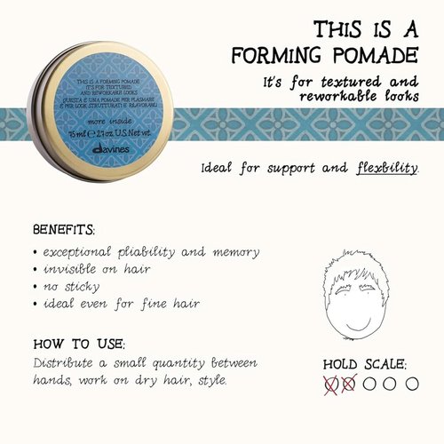 Davines Forming Pomade - Medium Hold for Short Hair Styling | Lightweight Formula, Natural Shine, 2.54 Fl Oz