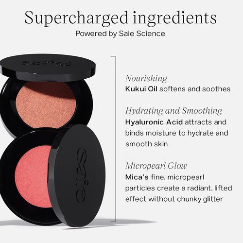 Saie Glow Sculpt Multi-Use Highlighter | Cream Blush with Hyaluronic Acid & Micropearl - Quartzglow (.02 oz)