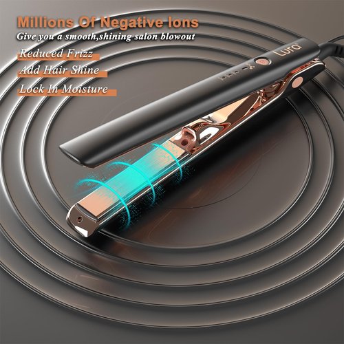 Negative Ion Nano Titanium Flat Irons for Black Women Hair,LURA Dual Voltage Hair Straighteners for Women,1 Inch Professional Hair Straightener and Curler 2 in 1 with 5D Floating Plate
