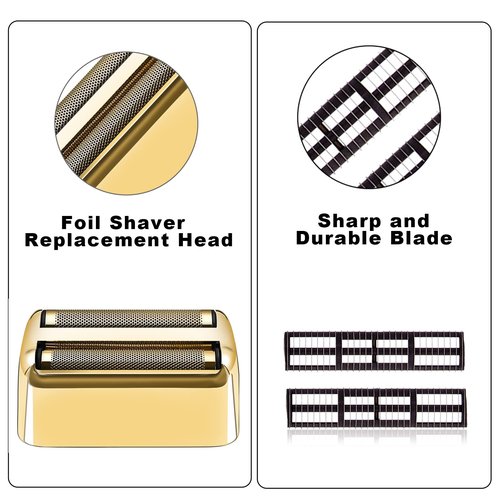 Replacment Foil and Cutter for Babyliss Pro MetalFX Double Foil Shavers Head，2 Count,Gold