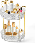 LAREKUN 360 Rotating Makeup Organizer for Vanity, 2Tier Adjustable Perfume Organizer for Dresser, Multi-Function Spinning Cosmetics Skincare Storage for Bedroom, Dresser, Countertop, Clear
