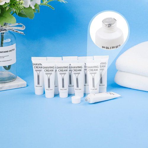 SLequipo Pack of 100 Disposable Shaving Cream Bulk, Individually Wrapped, 10g/0.35 oz, Travel Size Hotel Toiletries Amenities