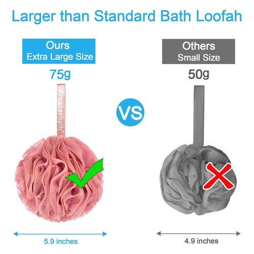AmazerBath Loofah Sponge 75g/Piece, Exfoliating Bath Sponge Body Scrubber - Loofa Set of 4 - SunsetBerry Colors, Large