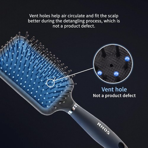 RHOS Paddle Hair Brush for Men - Detangler Brush with Nylon Bristles for All Hair Types | Blue