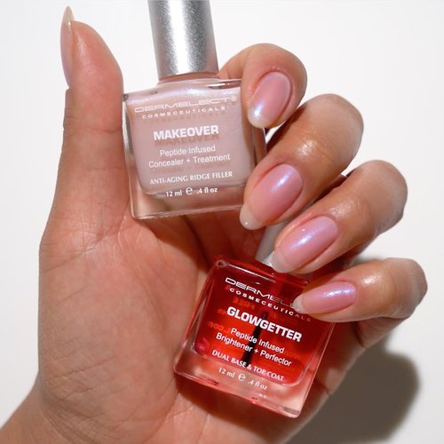 Dermelect Perfectly Polished Nail Rehab Kit - Nail Concealer & Strengthener Duo with Peptides & Squalene, Natural Pink Tint, 2-Piece Set