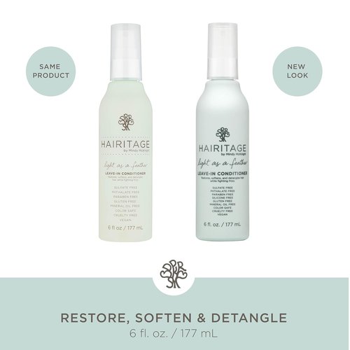 Hairitage Detangling Leave-In Conditioner Spray - Lightweight Treatment for Curly, Wavy & Frizzy Hair - Sulfate Free, Cherry + Amber Scent, 6 Fl Oz