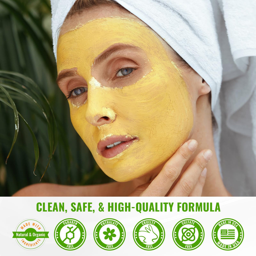 Wild Naturals Turmeric Clay Face Mask for Acne & Dark Spots – Gentle, Soothing Mask with Vitamin E for Men & Women – Natural Clay Mask for Clear Skin