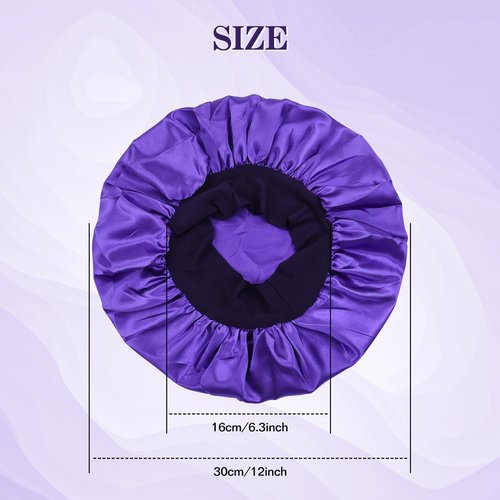 Lawie 8 Pack Colors Satin Lined Silky Sleeping Bonnets Shower Caps Curly Long Hair Protector Night Large Adjustable Wide Brim Band Sleep Hats Hair Wraps for Women Girls (Feminine Colors)