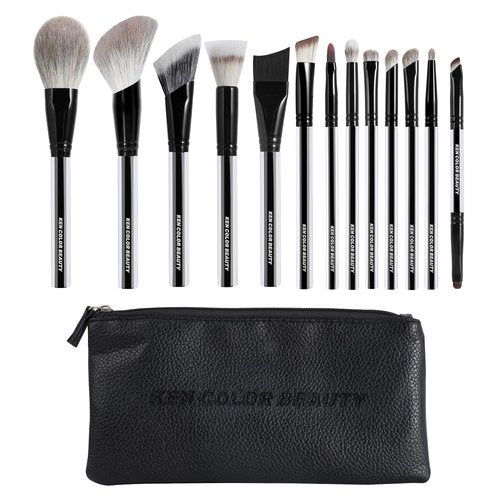 KENCOLOR Makeup Brush Set Professional with Case – Premium Natural Hair Bristles Make up Brushes & High-End Soft Synthetic, Acrylic Handle, Dense & Non-Absorbent, for Flawless Application