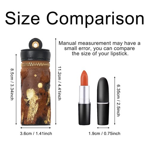 Cackatoo Genuine Leather Horsehair Lipstick Case with Keychain - Portable Travel Organizer for Lipstick and Chapstick - Stylish Key Chain Accessory for Women (Blue/Black)