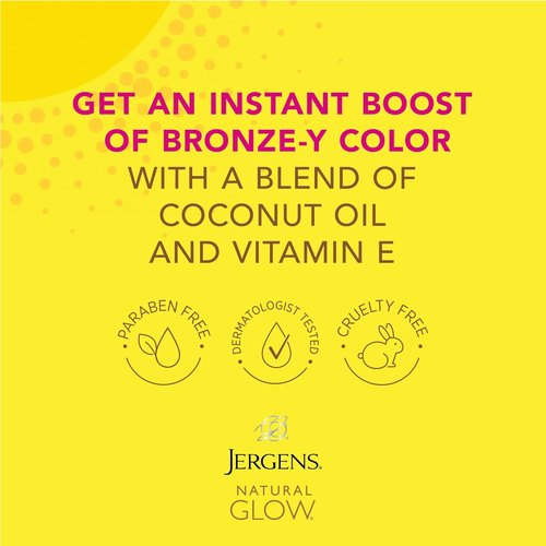Jergens Natural Glow Instant Sun Tanning Moisturizer - Lightweight Bronzer for Deep Bronze Glow, 6 Oz