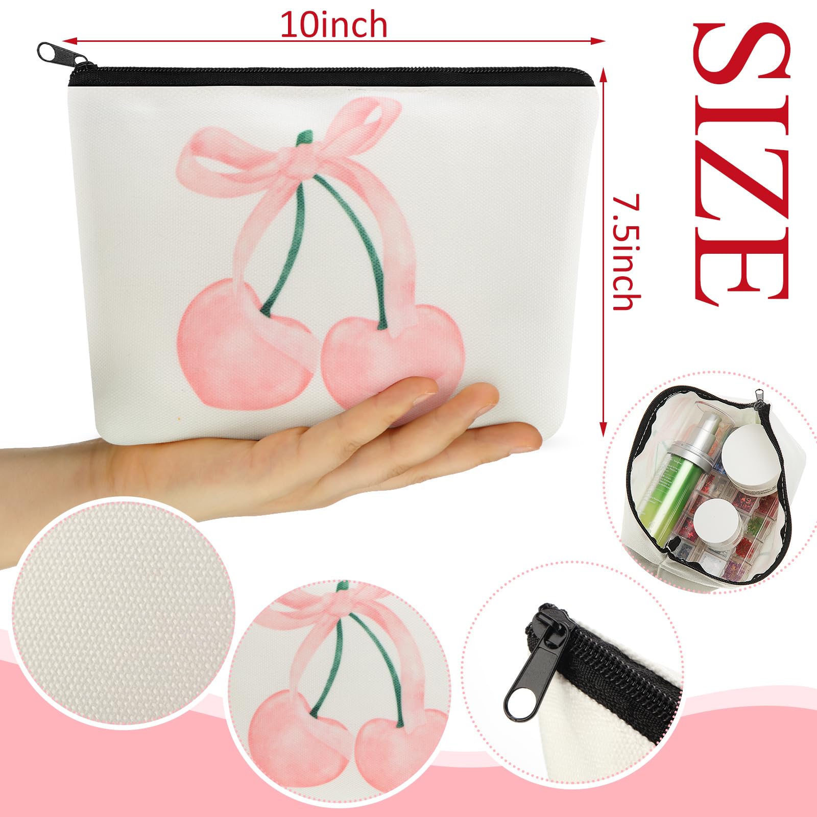 Yeyeplum 6 Pcs Pink Bow Makeup Bag Gifts for Women Coquette Bow Cosmetic Bag Bulk Preppy Travel Makeup Pouch Aesthetic Portable Versatile Zipper Pouch Birthday Gifts(Classic Style)