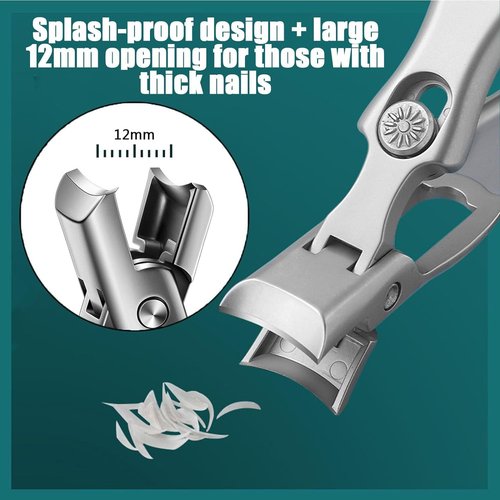 MightyClip Nail Clippers - German Stainless Steel for Men, Includes Nail File and Storage Box (Silver)