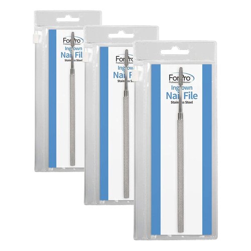 ForPro Professional Collection Ingrown Nail File, Stainless Steel, Ingrown Toenail Tool with Angled End (Pack of 3)