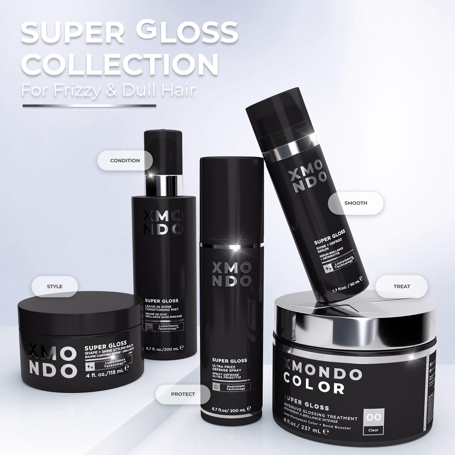 XMONDO Hair Super Gloss Serum - Instant Gloss & Defrizz | Softens Dry Ends, Adds Mirror Shine