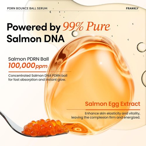 FRANKLY Salmon PDRN Bounce Ball Serum - 99% Pure Salmon DNA for Skin Recovery & Repair | Lightweight, Non-Sticky | 1.01 fl oz