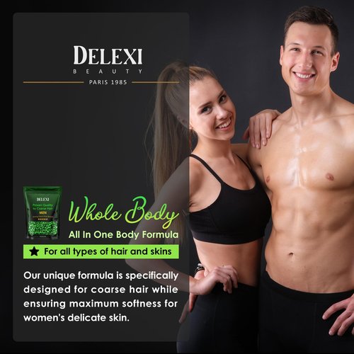DELEXI Men’s Waxing Kit for Coarse Back & Chest Hair – New Heavy-Duty Edition – Home Waxing System for Couples & Male Grooming – Includes Analog Warmer & Precision Tools for Beard & Brows
