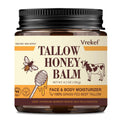 VREKEF Beef Tallow for Skin (4.2 oz)– Tallow and Honey Balm for Face & Body – Grass-Fed Tallow with Beeswax, Sea Buckthorn Oil, Shea Butter, Vitamin E – Natural Moisturizer