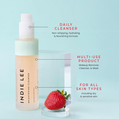 Indie Lee Brightening Facial Cleanser - Hydrating Makeup Remover & Exfoliating Face Wash for Dry Skin | 4.2oz