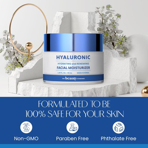 The Beauty Standard Hyaluronic Acid Daily Face Moisturizer - Long-lasting Hydration, Anti-Aging, Skin Firming - Dermatologist Tested, Korean Skin Care - 1.69 fl. oz
