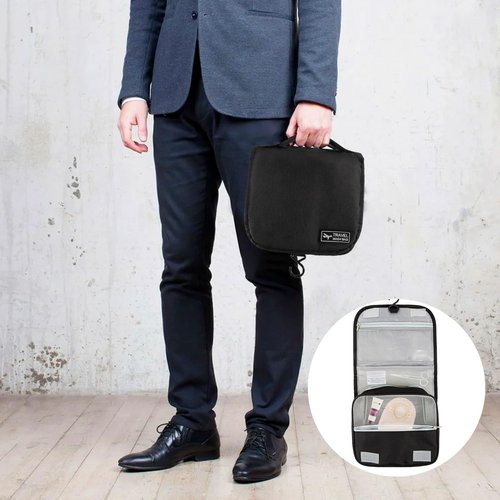 LKLKKC Ostomy Travel Bag - Hanging Ostomy Supplies Bag for Colostomy, Ileostomy, Foley Catheter, Medical Supplies Organizer (Black)