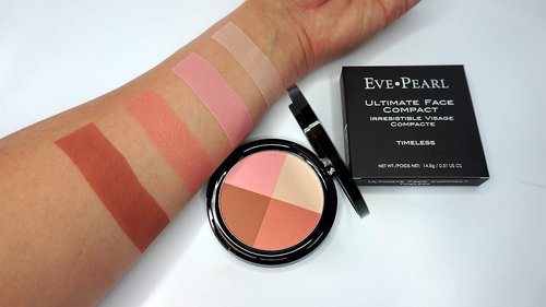 EVE PEARL Ultimate Face Compact | 204 Dual Fan Brush Set for Blush, Bronzer & Highlighter - Medium to Deep
