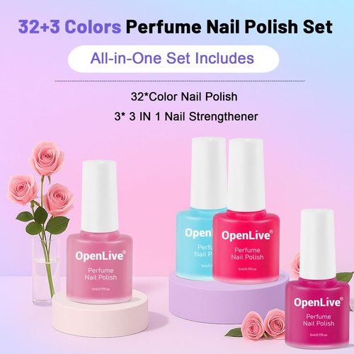 OpenLive 32 Color Perfume Nail Polish Set, Red Pink Pueple and Green Quick Drying Nail Polish Set for Women Salon DIY Nail Art
