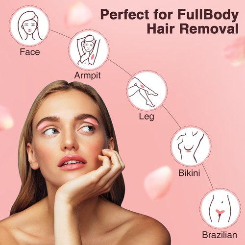 Hard Wax Beads for Hair Removal, Yovanpur Waxing Beane for Brazilian Waxing, Wax Beans for Sensitive Skin, Face Eyebrow Legs At Home Pearl Beads, 300g /bag with 10pcs Sticks(Pearl)