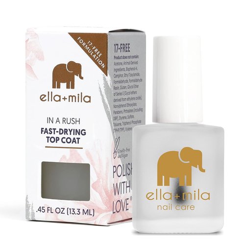 Ella+mila Fast Dry Top Coat - Quick Dry Nail Polish for High Shine & Long-Lasting Finish - Clear Layer