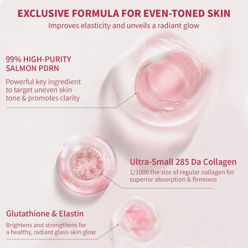 2-Pack Salmon DNA Serum | 99% Salmon DNA | Pink PDRN Serum Ampoule with Collagen, Glutathione & Hyaluronic Acid for Intense Firming, Repairing, Moisturizing & Radiant-Looking Skin, 0.05 fl.oz x 20e