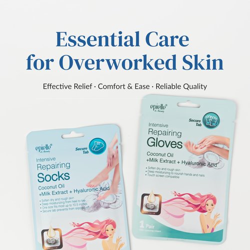 Epielle Intensive Repairing Hand & Foot Masks, Restore and Moisturize Dry, Cracked Skin, Self Care Gifts for Women, Spa Kit, Easter Basket Stuffers, 6 Moisturizing Gloves & 6 Moisturizing Socks