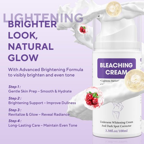 Skin Bleaching Cream, Dark Spot Remover for Face and Body, Hyperpigmentation Relief, Skin Lightening Cream with Vitamin C for Intimate Areas, Underarms, Knees, Elbows & Bikini Line, 3.38fl.oz
