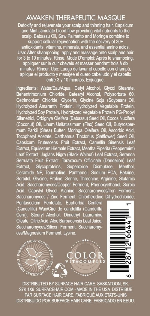 Surface Hair Awaken Therapeutic Masque - Revitalize & Nourish Dry Hair | 8.5 oz