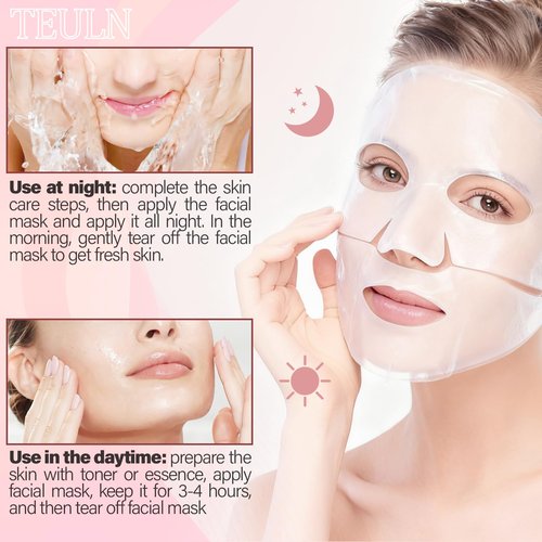 TEULN Bio-Collagen Face Mask, 8 Pack Real Deep Hydrating Collagen Overnight Mask, Pore Minimizing, Elasticity Improvement, Face Masks Skincare, Facial Sheet Masks for Skin care and Moisturizing.