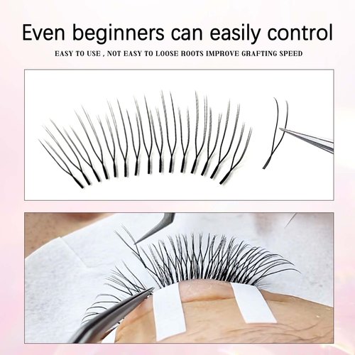 CoMango U Lash Extensions Premade Fans U Shape Eyelash Extension 2D UU Lash Fan Double Tips D Curly U Type Volume Lashes Fan 0.07mm Natural Eyelash Extensions Salon Supplies(black,UU-0.07-D-8-15mm)