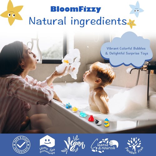 30 Kids Bath Bombs with Surprise Inside – Gift Set with 30 Unique Land & Sea Animal Toys, Fun, Educational, and Child-Safe Natural Bath Bombs with Toys, Great Gift for Kids’ Birthdays & Christmas