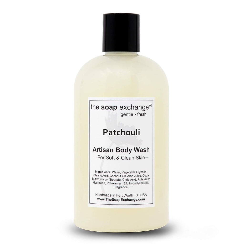 Soap Exchange Body Wash - Patchouli Scent | Handcrafted 12 fl oz Natural Artisan Soap for Face & Body