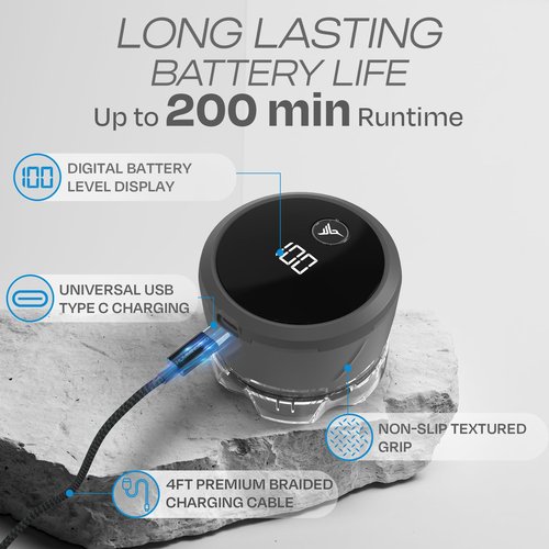 HUMMINGBIRD MK3 Stealth Edition Electric Head Shaver - No Nick Electric Razor for Men, Cordless USB C Rechargeable, Waterproof Wet/Dry Shave, 6 Blade Head, LED Display, Rotary Skull Shaver with Case