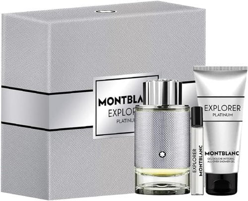 Mont Blanc Explorer Platinum Men's Fragrance Set - 3.4 Oz EDP Spray, 3.4 Oz Shower Gel, 7.5 Oz Mini