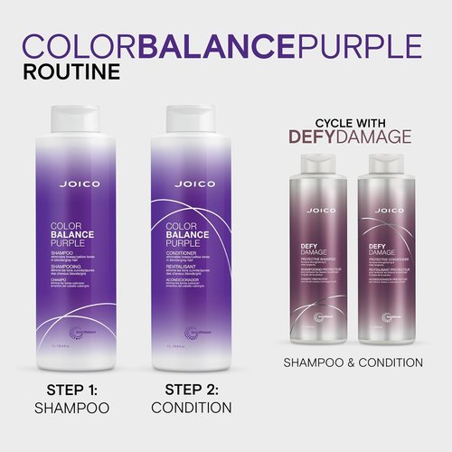 Joico Color Balance Purple Conditioner - Eliminate Brassy Tones & Boost Shine | For Cool Blonde & Gray Hair | UV Protection