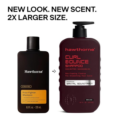 Hawthorne Curl Bounce Men's Curly Hair Shampoo & Conditioner Set - Sulfate-Free, Nourishing Formula | 16 oz Each