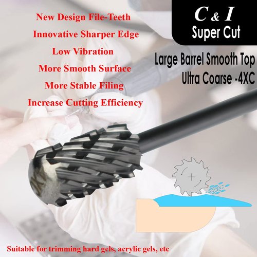 Upgrade Edition Large Barrel Smooth Top, Super Cut, Nail Drill for Electric Manicure Drill Machine, Nail Gel Remove (4 Extra Coarse - 4XC)