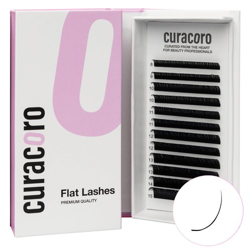 Curacoro Eclipse Flat Eyelashes Extension Mixed 8-15mm 0.18-CC Curl, Light Lashes Extension Suppplies, Individual Eyelashes Salon Use, Black Mink False Lashes