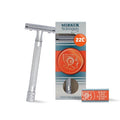 MERKUR 22C Double Edge Safety Razor - Matte Chrome Finish | Long Knurled Brass Handle | Eco-Friendly Design