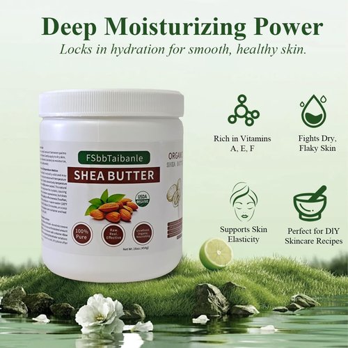 FSbbTaibanle Raw Shea Butter 16 oz – Pure & Organic Moisturizer for Skin, Hair & DIY – Raw, Unrefined, Non-GMO, Ivory Color, Grade A Quality